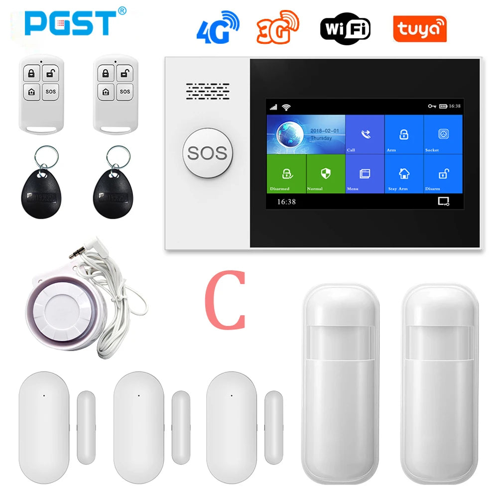 PGST PG-107 4G Tuya Wireless Home WIFI GSM Home Security With Motion Detector Sensor