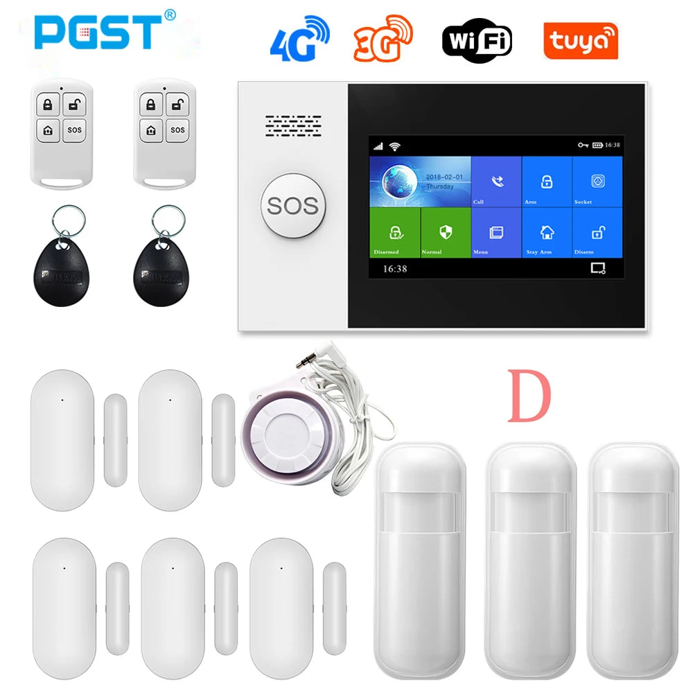 PGST PG-107 4G Tuya Wireless Home WIFI GSM Home Security With Motion Detector Sensor