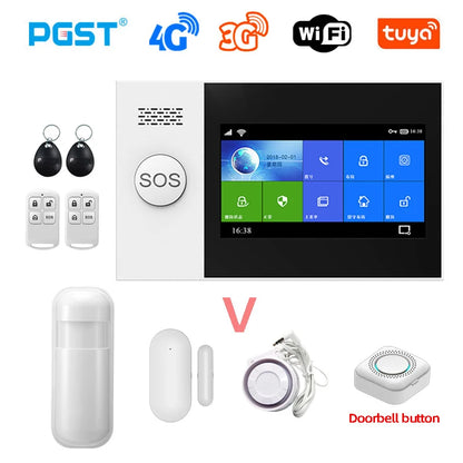 PGST PG-107 4G Tuya Wireless Home WIFI GSM Home Security With Motion Detector Sensor