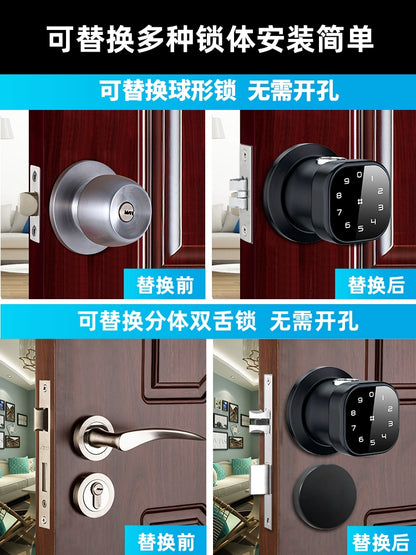 Indoor Fingerprint Lock Room Office Password Lock Wooden Door