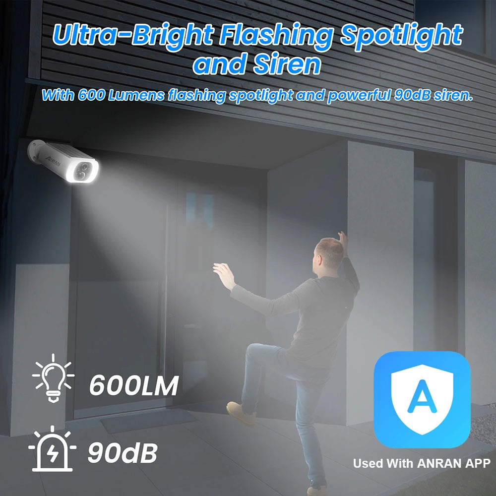 ANRAN 2K Solar Security Camera C3 Outdoor Wireless Solar WIFI Camera