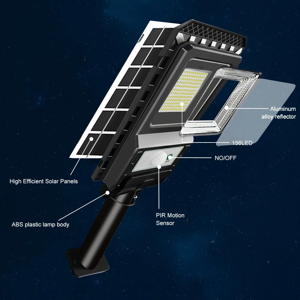 Solar LED Street Light Super Bright Outdoor 156LED Solar Powered