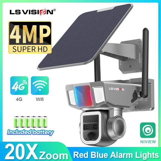 LS VISION Dual Lens 4G Solar Camera Outdoor 8MP Wifi Wireless Security CCTV